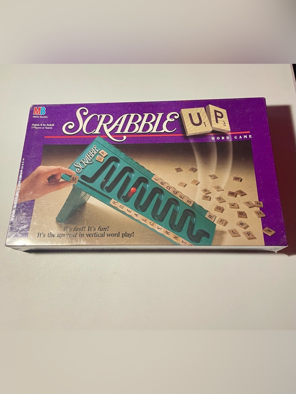 Vintage 1996 Milton Bradley Scrabble Up Word Game New Sealed Family Night Fun
